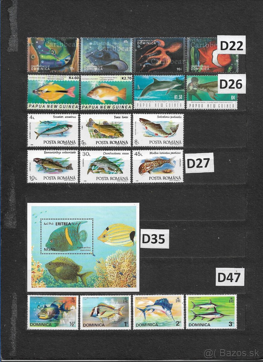 Filatelia - Poštové známky na predaj 8 - Ryby, Motýle a Hmyz - 14