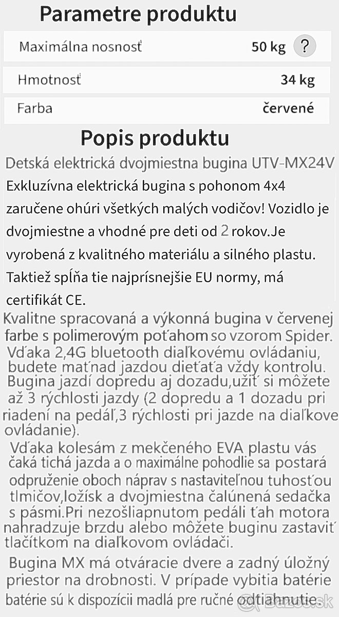Detské elektrické autíčko UTV-MX - 14