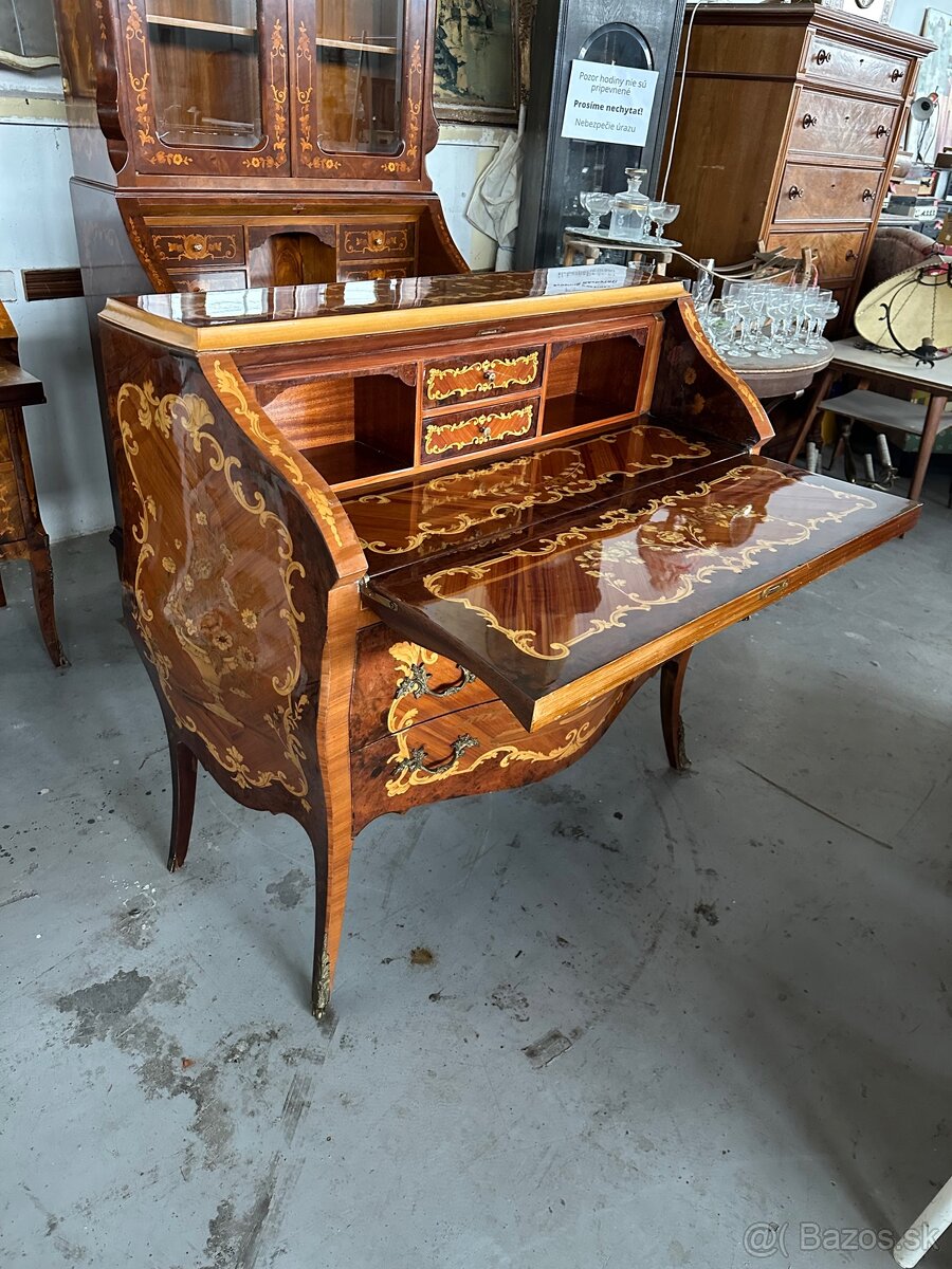 Intarzovaná písacia komoda v barokových tvaroch - 14
