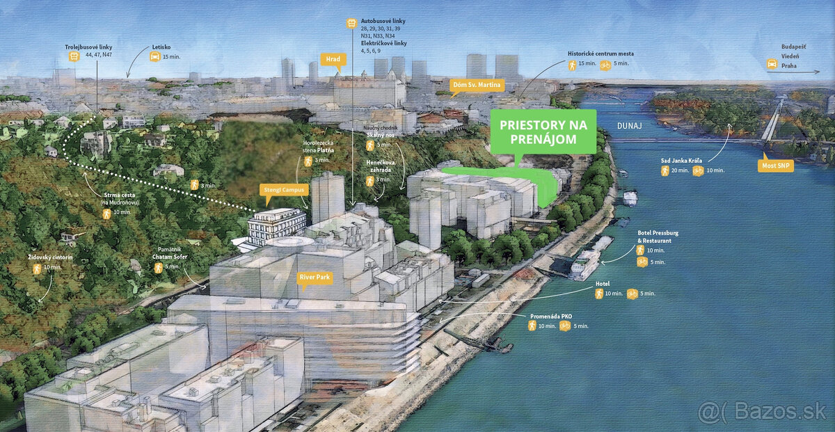 Prenájom samostatného kancelárskeho traktu 620 m² pri nábrež - 14