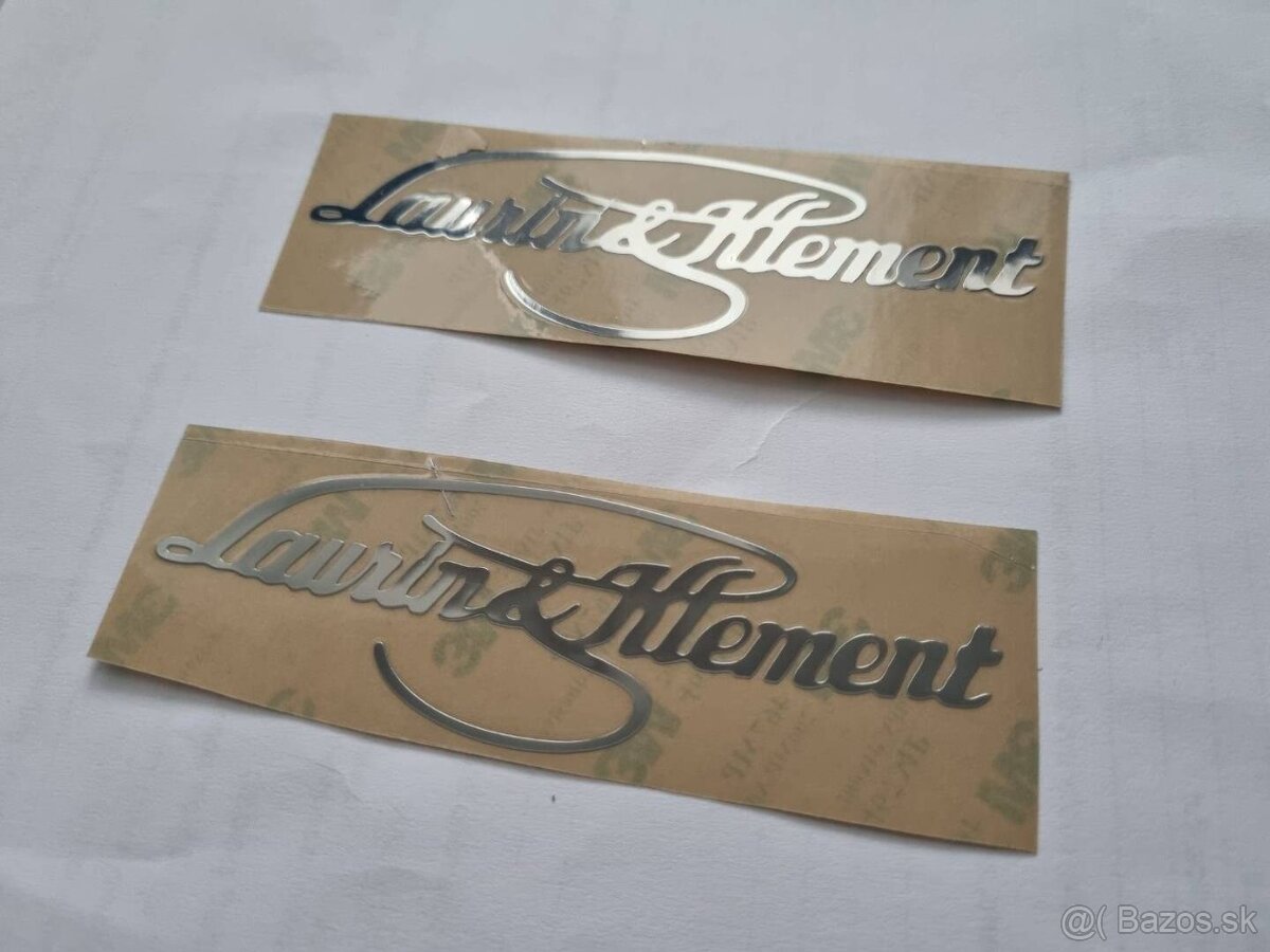 Nápis Laurin Klement , chrom, zlatý, červený, čierny - 14