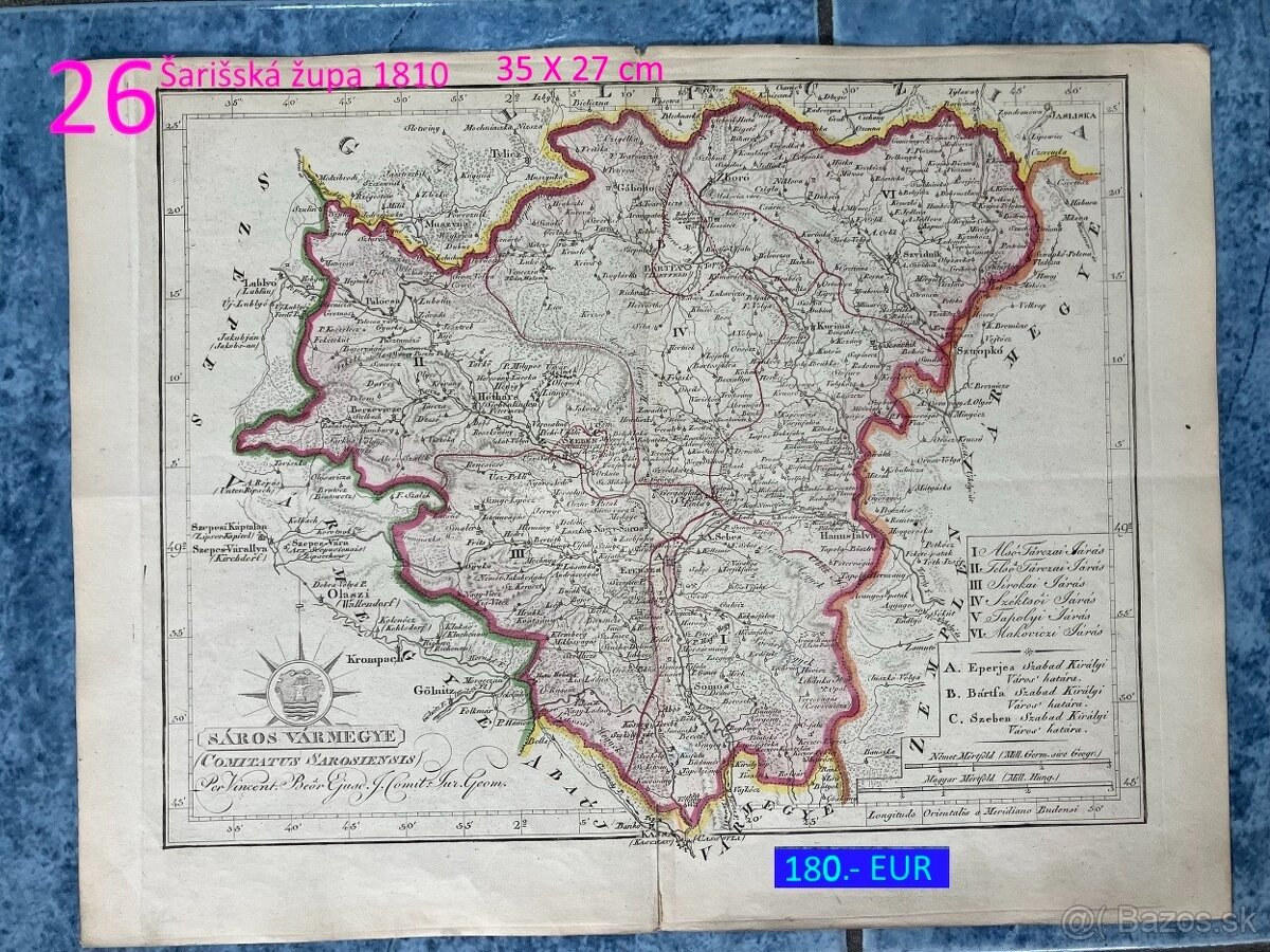 Slovenské župy 200 ročné mapy celá zbierka na predaj - 14