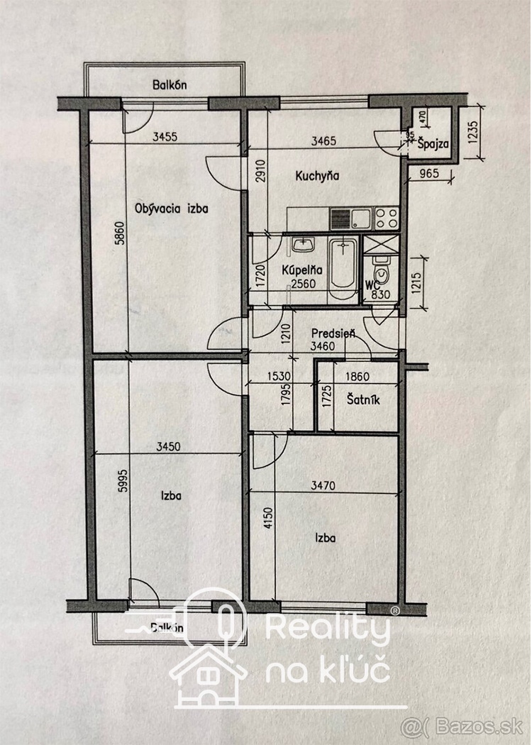 Na predaj zrekonštruovaný 3-izbový byt na Nábrežnej ul. v NZ - 14