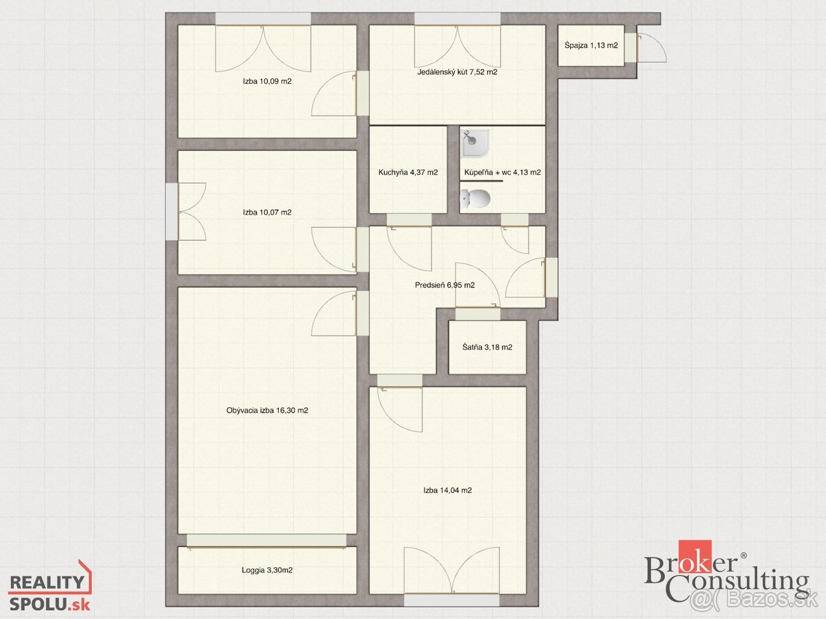 Na predaj 4 izbový byt v centre mesta Lučenec - 14