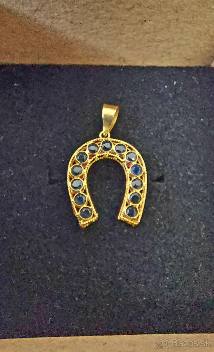Zlatý prívesok so zafírmi a rubínmi - 14