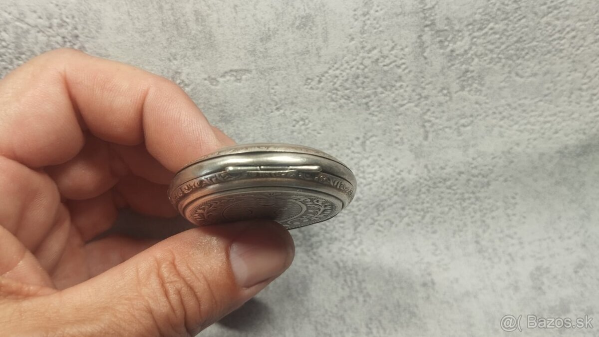 Starožitné pánské stříbrné zdobné kapesní tzv. štýrské hodin - 14