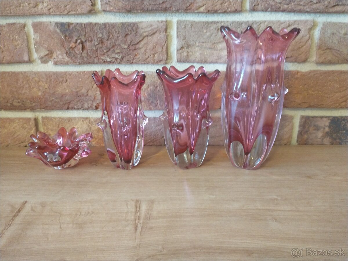 borské sklo, hutné sklo, zlatá zuzana ružová - 14