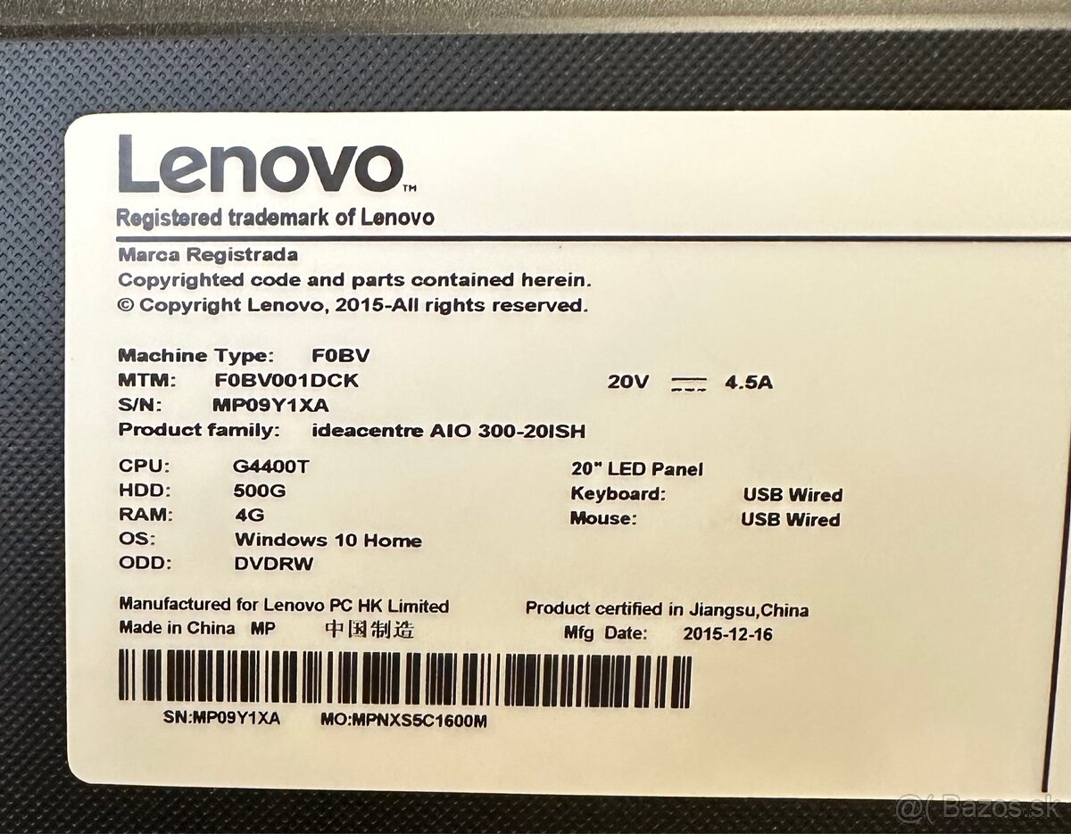 Lenovo All on One IdeCentre 300-20ISH - 14