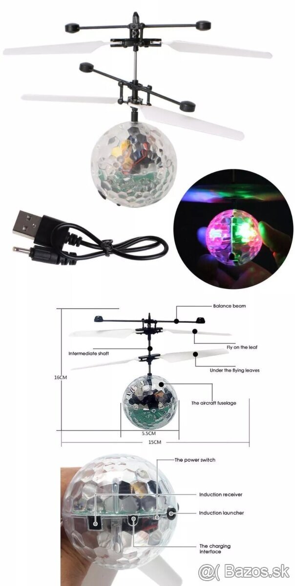 Helikoptéra na diaľkové ovládanie a disco guľa - 14