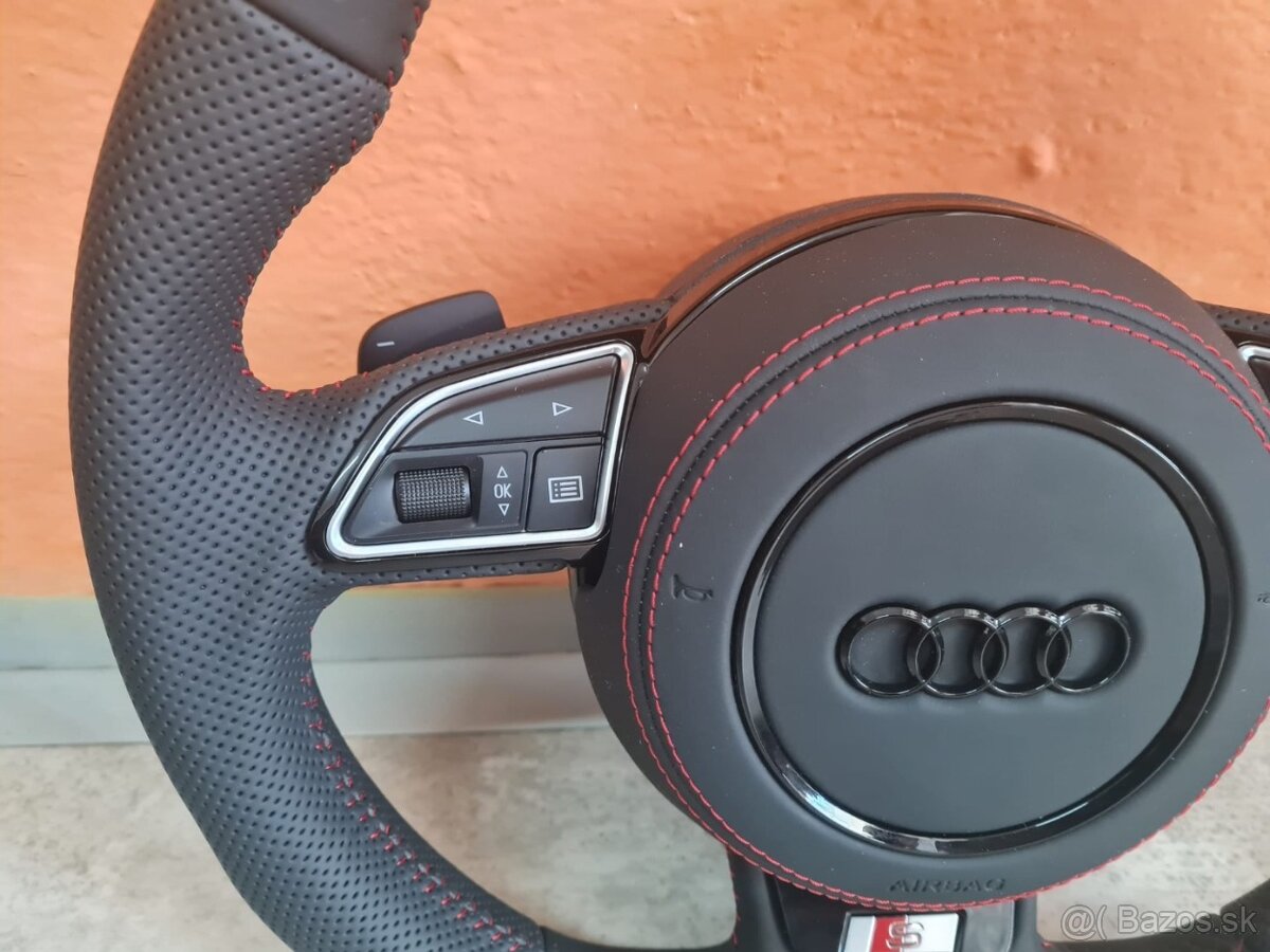AUDI MULTIFUNKCNY VOLANT S AIRBAGOM A PADLAMI, červená niť - 14