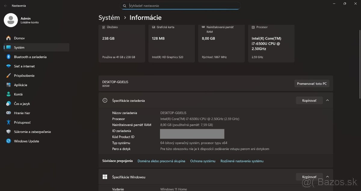 Ideapad 710s-13isk /i7-6500U/8GB RAM/FHD/256GB SSD/Nová bat - 14