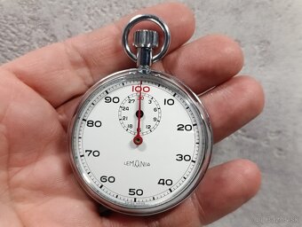 Vojenské krásné dělostřelecké švýcarské stopky Lemania. - 14