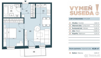 VYMEŇ SUSEDA – VÝNIMOČNÝ 2 IZB. ZARIADENÝ BYT , HRANIČNÁ UL - 14