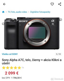 Predám/Vymením Sony A7C Rig + Sony Zeiss 24-70mm f4 - 14