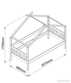 Detská domčeková dvoj-posteľ + rošty + matrace - 14