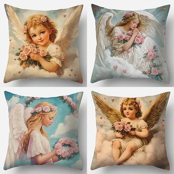 SET-4ks KRASNE OBLIEČKY NA VANKUŠE-ZRUBY-45x45cm-NOVE - 14