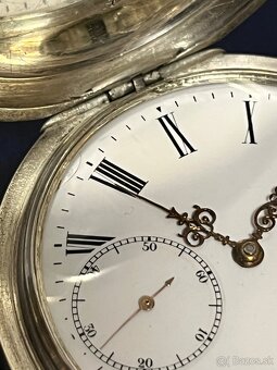 Vzácne strieborné (800) vreckové hodinky Omega - 14