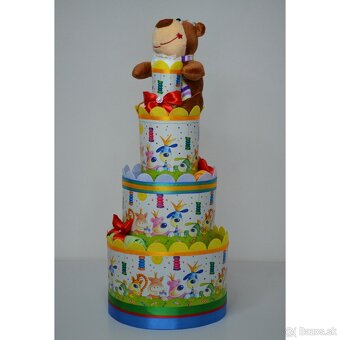 originálny darček pre bábätko - plienková torta - 14