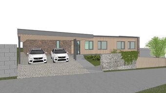 slnečný stavebný pozemok Badín - Na Dielnici s projektom RD - 14