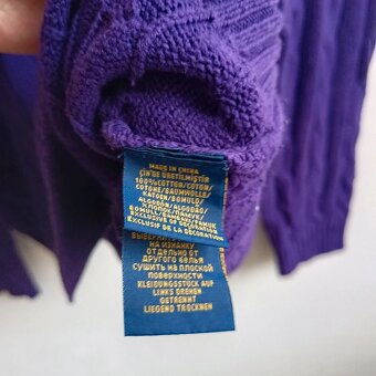 POLO Ralph Lauren fialový pletený sveter cable knit L - 14