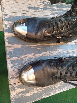 Chanel čižmy 39.5 /40 čierne kožené  biker - 14