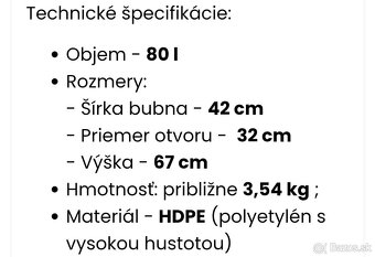 Predám potravinárske 80l plastové sudy - 14