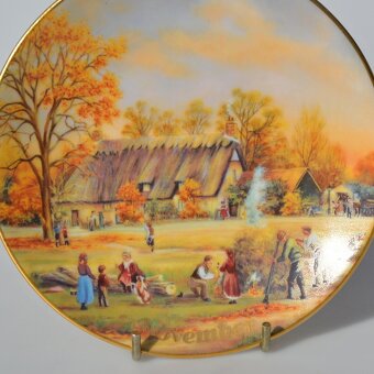 Večný vintage drevený KALENDÁR na stenu + 12 tanierov - 14