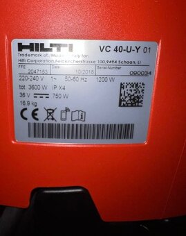 HILTI VC 40 U-Y s příslušenstvím vše uplně nový - 14