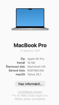 Macbook Pro M1 Pro 14" (2021), 16GB, 1TB SSD - 14
