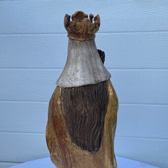 Dřevěná starožitná socha Panna Marie - 14