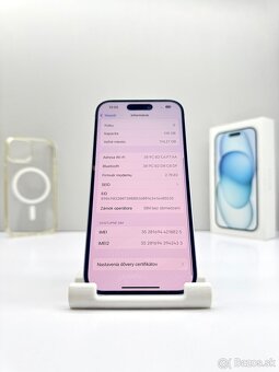 Apple iPhone 15 BLUE 128GB ORIGINÁL STAV+Príslušenstvo - 14