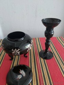 Sklo, starožitnosť, vázy, karafa, poháre - 14