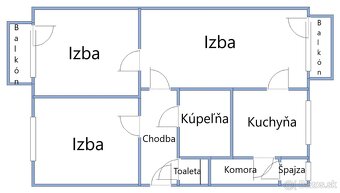 3-izbový byt s 2 balkónmi blízko centra, Nové Zámky – 72,51m - 14