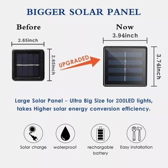 Solárne svetelné reťaze  farebné - ozdobné svetielka 33m - 14