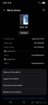 Samsung Galaxy S21 FE OneUI 7 / Android 15 - 14