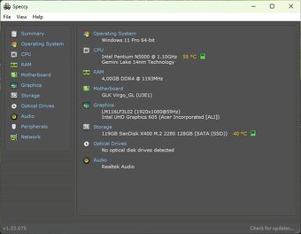 Acer Travelmate Spin /Intel N5000/4GB RAM/FHD touch/128GB - 14