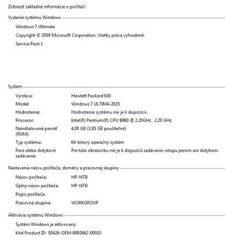 HP 630, Intel Pentium B960 @ 2.20GHz, 4GB DDR3, 160GB HDD - 14