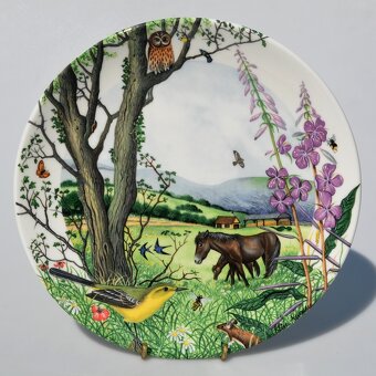 nádherné veľké porcelánové taniere s prírodnou panorámou - 14