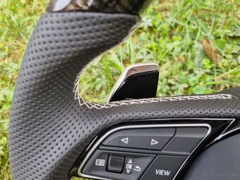 AUDI VOLANT KARBONOVY ZKOSENY s airbagom a RS padlami - 14