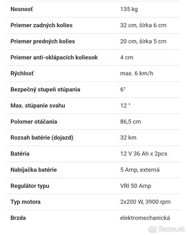 Elektrický invalidný vozík 46cm - 14