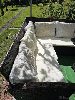 Záhradný ratanový set s veľkým stolom – výborný stav - 14