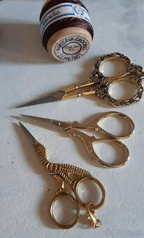 Vintage nožnice jemne zlaté - 14