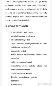 Detská stolička Kinderkraft Tixi šedá 2 v 1 - 14