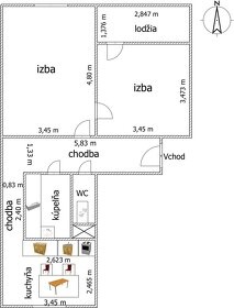 Na prenájom novozrekonštruovaný 2 - izbový byt VK - 14