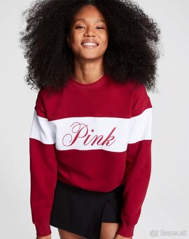 Victoria’s Secret PINK bordovo biela mikina S - 14