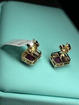 Rubinove nausnice 14k zlato s diamantami IGI - 14