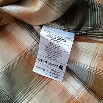 Carhartt károvaná košeľa s krátkym rukávom hnedá béžová M - 14