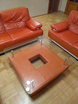 Kožený gauč set + stôl - 14