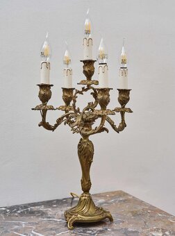 Párové bronzové svietniky z 19. storočia – elektrifikované - 14