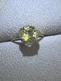 Zlatý Prsteň diamanty a Peridot - 14